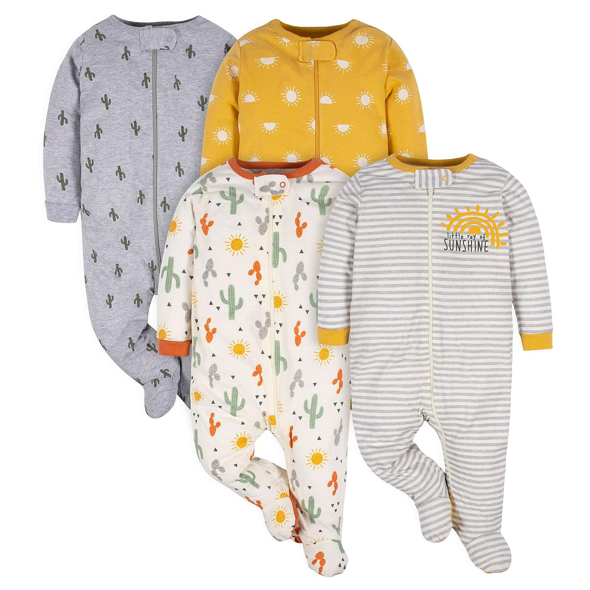 Gerber Paquete de 4 Pijamas con Pies para Bebé Niño - 0-3 Meses - Southwest