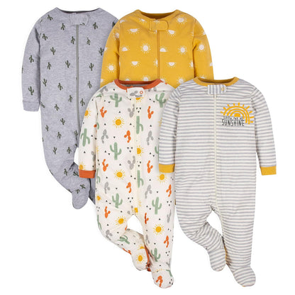Gerber Paquete de 4 Pijamas con Pies para Bebé Niño - 0-3 Meses - Southwest