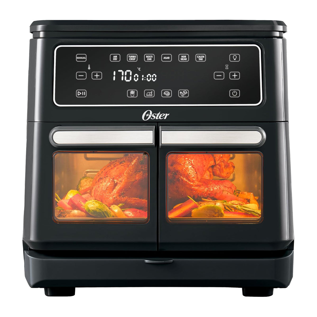 Oster Freidora de Aire Dual Flex, 2 Zonas de 5.5 L (11 L en Total) - Negro
