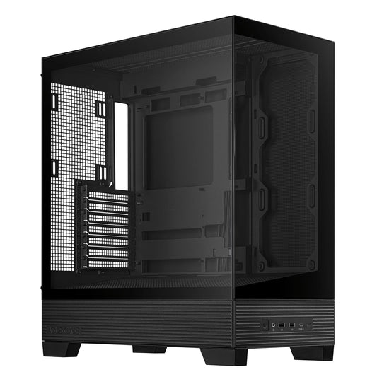 ASUS A31 Black ATX Case | Media torre ATX, doble vidrio templado sin pilar, USB-C 3.2 Gen 2x2 frontal, radiador hasta 360mm, compatible BTF, GPU 380mm