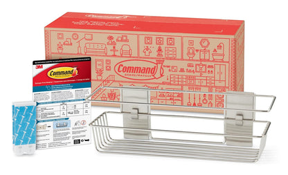 Command - Organizador de baño de níquel satinado con tiras resistentes al agua, organizador de baño, soporta hasta 6 libras