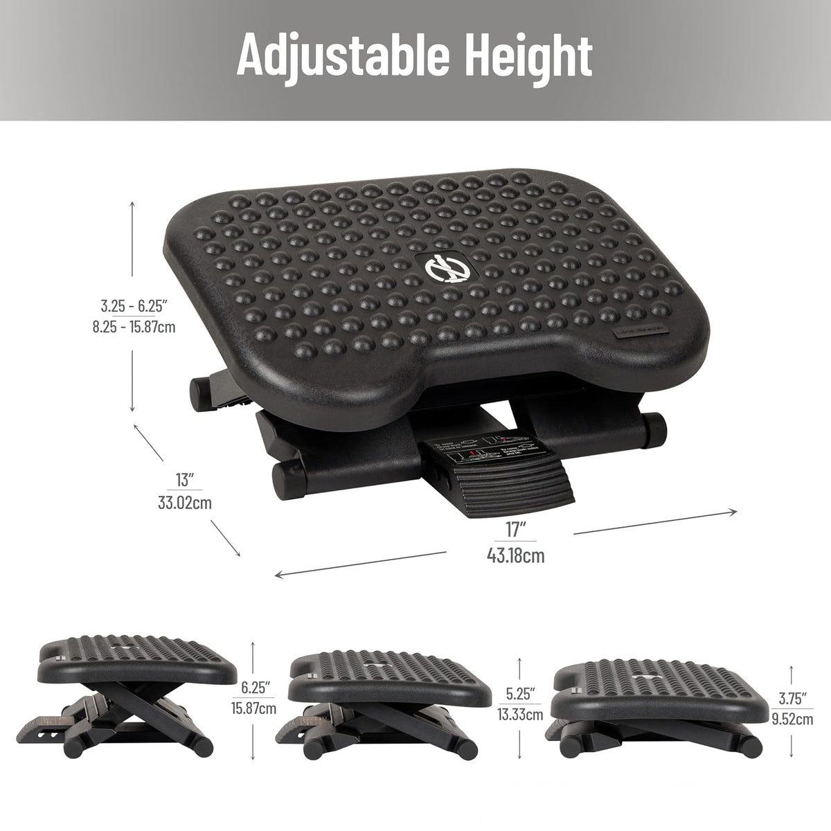Mind Reader Reposar pie ergonómico, alivio de presión para mayor comodidad, espalda y cuerpo, 1 paquete, negro