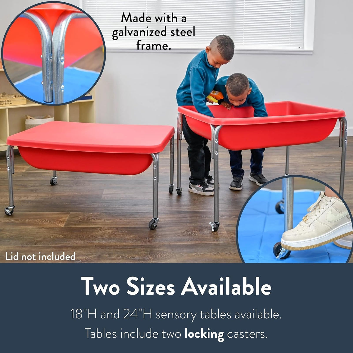 Children's Factory - Mesa sensorial mediana de 24 pulgadas de altura, caja de arena, mesa de agua para niños, color rojo