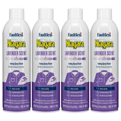 Niagara Almidón en Aerosol Heavy Finish para Ropa Paquete de 4 - Lavanda - 4 pzas