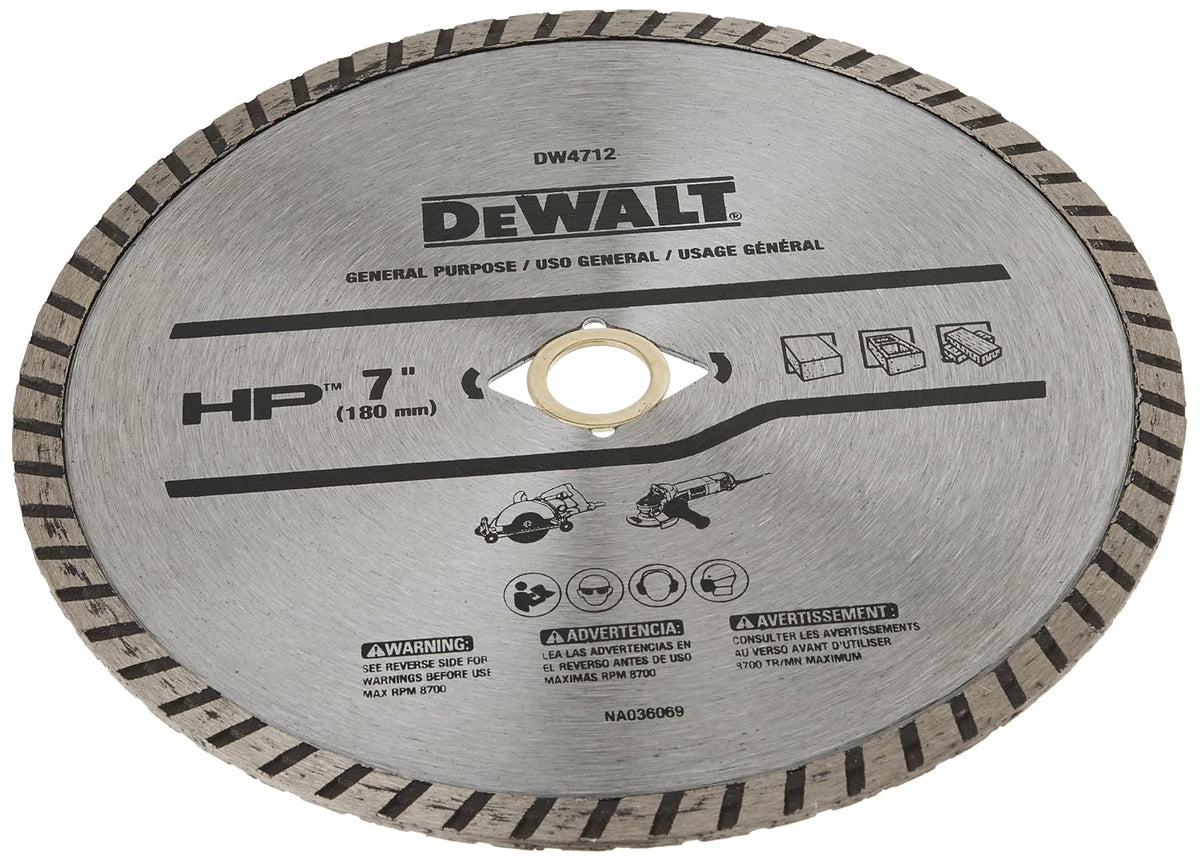 DEWALT - Hoja de diamante para bloque y ladrillo, corte seco/húmedo, borde continuo, 7 pulgadas (DW4712)