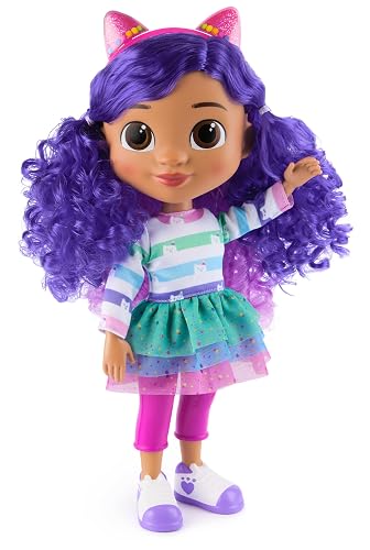 Gabby's Dollhouse, Sing & Celebrate Gabby Girl Muñeca, 13 Pulgadas de Alto con Efectos de Sonido y Orejas de Gato Reversibles, Juguetes para niños para niñas y niños a Partir de 3 años