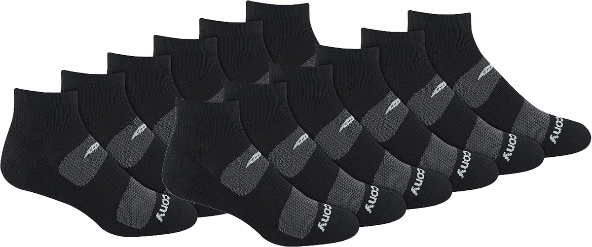 Saucony Calcetines Deportivos de Malla para Hombre Paquete de 6 Pares - G - Negro (12 pares).