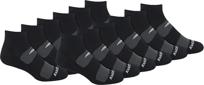 Saucony Calcetines Deportivos de Malla para Hombre Paquete de 6 Pares - G - Negro (12 pares).