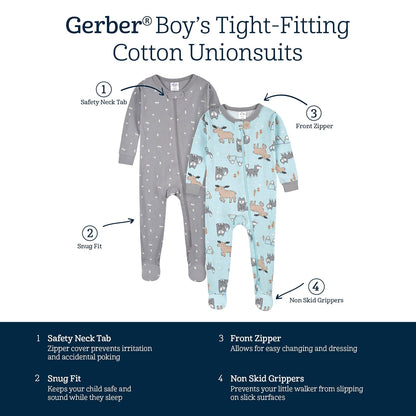 Gerber Paquete de 4 Pijamas con pies Mamelucos para bebs y Nios pequeos para bebés niños