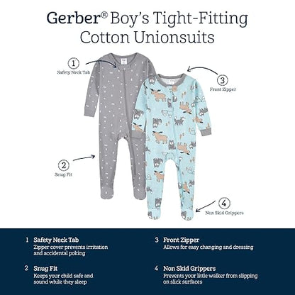 Gerber Paquete de 4 Pijamas con pies Mamelucos para bebés y niños pequeños para Bebé-Niñas