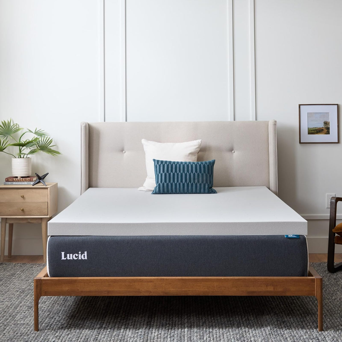 Lucid - Colchoneta de Memory Foam con Infusión de Carbón de Bambú - Sobrecolchón Ventilado de 7.5 cm - Topper para Colchón Refrescante - Suave y Acolchada - Alivia Puntos de Presión - King