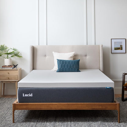 Lucid - Colchoneta de Memory Foam con Infusión de Carbón de Bambú - Sobrecolchón Ventilado de 7.5 cm - Topper para Colchón Refrescante - Suave y Acolchada - Alivia Puntos de Presión - King