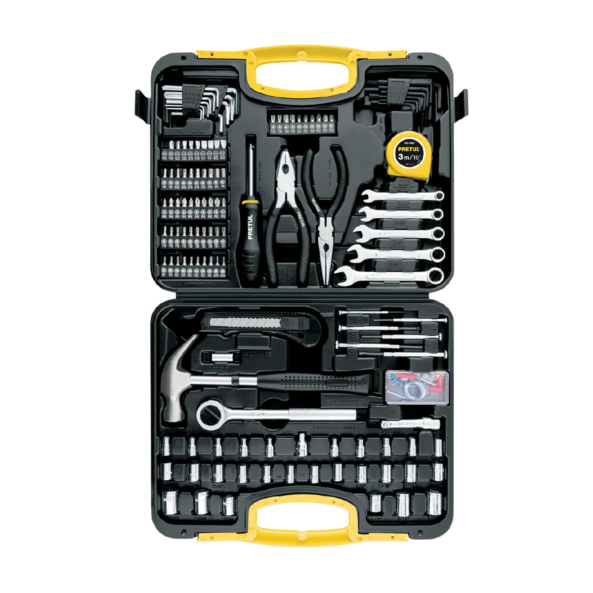 Pretul Set de Herramientas SET-133 133 Piezas | Estuche plástico, llaves y desarmadores, dados, flexómetro, garantía