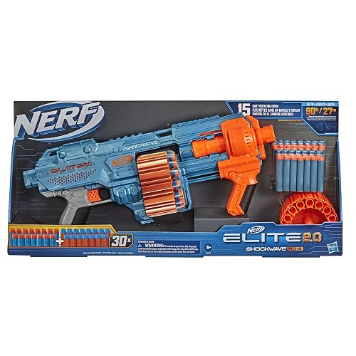 NERF Elite 2.0 Shockwave RD-15 - Lanzador de Juguete Adaptable con 30 Dardos