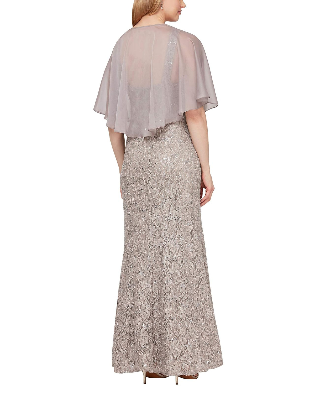 Ignite Evenings Vestido de Mujer con Lentejuelas y Encaje, Mink, 12