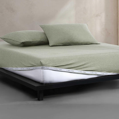 Calvin Klein - Juego de sábanas King con sábana Bajera y Fundas de Almohada | Jersey de algodón, sábana bajera con bolsillo profundo, tamaño King, sábana encimera y fundas de almohada incluidas
