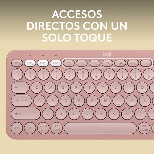 Logitech Pebble Keys 2 K380s, Teclado Bluetooth multidispositivo, accesos directos, estilizado y Portable, Easy-Switch, Windows, macOS, iPadOS, Android, ChromeOS - Rosa