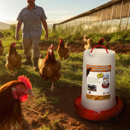 Farm Innovators Model HPF-100 All-Seasons Heated Plastic Poultry Fountain, 3 Gallon, 100-Watt
