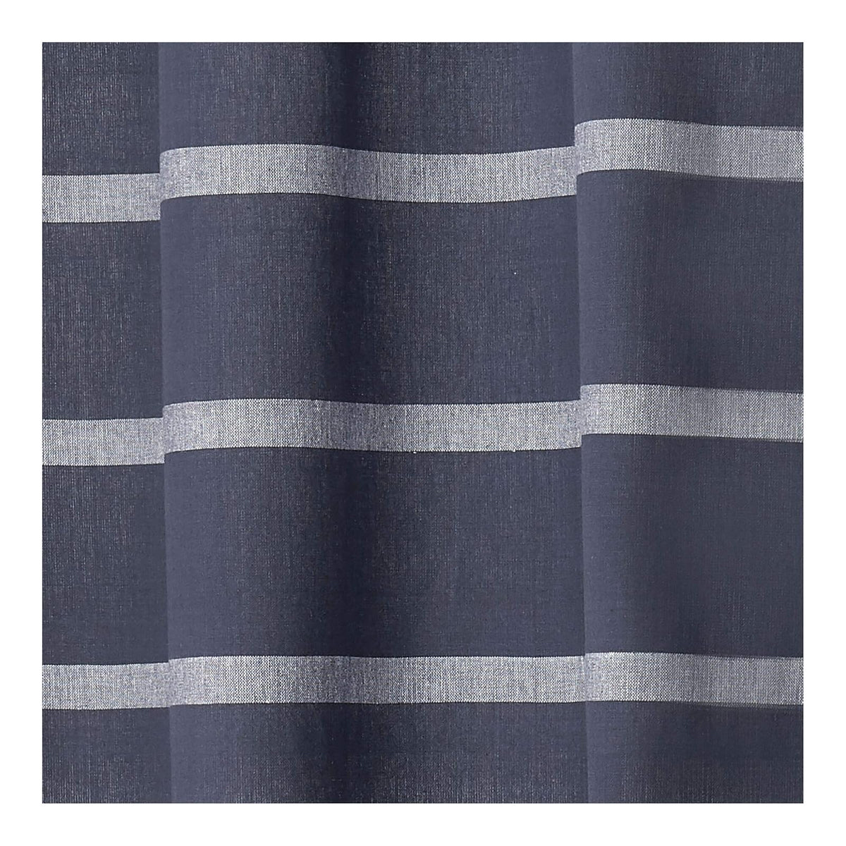 InterDesign iDesign Thin Stripe Fabric Shower Curtain, Modern Mildew-Resistant for Master, Guest, Kids' Bathrooms, Bathtubs, Stalls, Navy and White