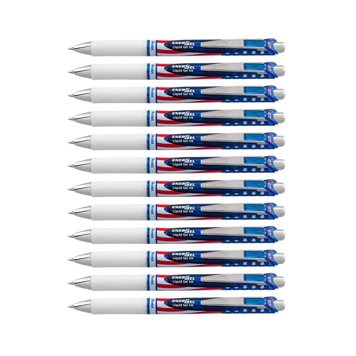 Pentel EnerGel Deluxe RTX Bolígrafo Retráctil de Tinta Gel Líquido, Punta de Metal - 0.7 mm - Negro - - 12 Unidad (Paquete de 1)