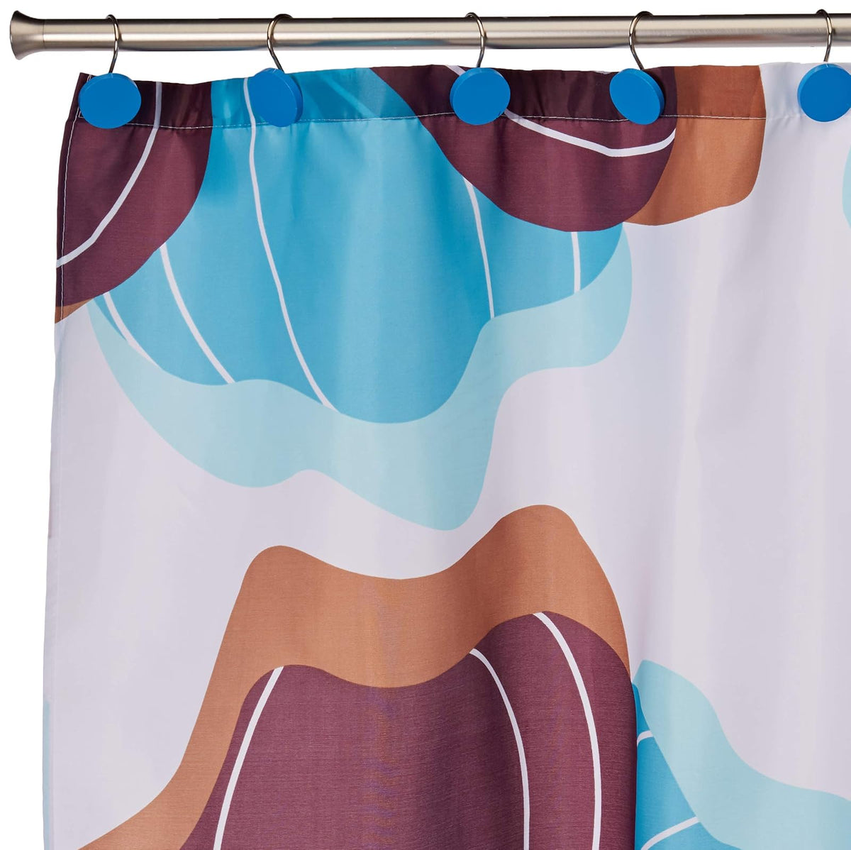 Art & Home HB-5724 Cortina para Baño Grabada Flores, Color Azul/Café