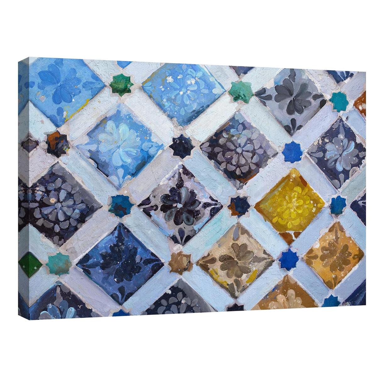 Fine Art Tj - Cuadro Decorativo - Azulejos españoles - Decoracion de Pared, canvas, cuadros, lienzo, impresión, decoracion de interiores, cuadros para sala, arte, enbellecido, hogar.