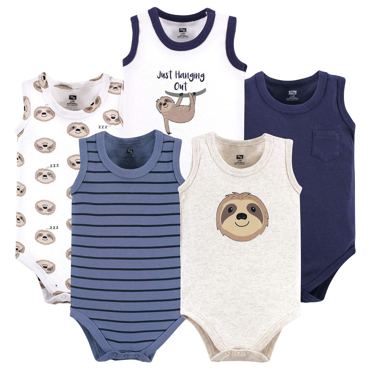 Hudson Baby Body unisex de algodón sin mangas para bebé