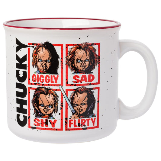 Silver Buffalo Chucky Moods Horror - Taza de cerámica para campista, 20 onzas