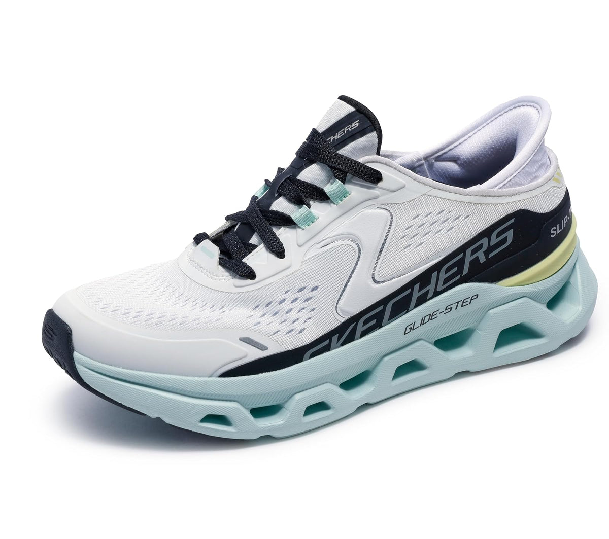 Skechers Glide-Step Altus - Zapatillas sin Cordones para Mujer | Zapatillas de deporte, parte superior de malla diseñada, entresuela geométrica deslizante, lavable a máquina