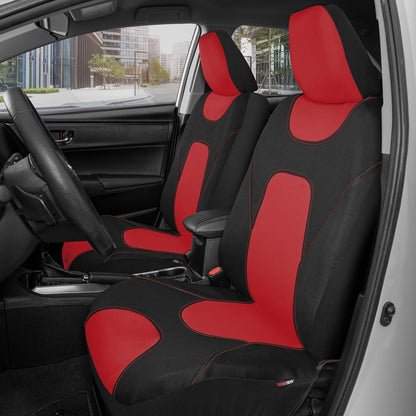 Motor Trend AquaShield - Fundas de asiento de automóvil para asientos delanteros, color rojo, fundas de asiento impermeables de dos tonos para automóviles, juego de fundas de asiento delantero de neopreno, fundas interiores para automóvil, camión, furgoneta, SUV