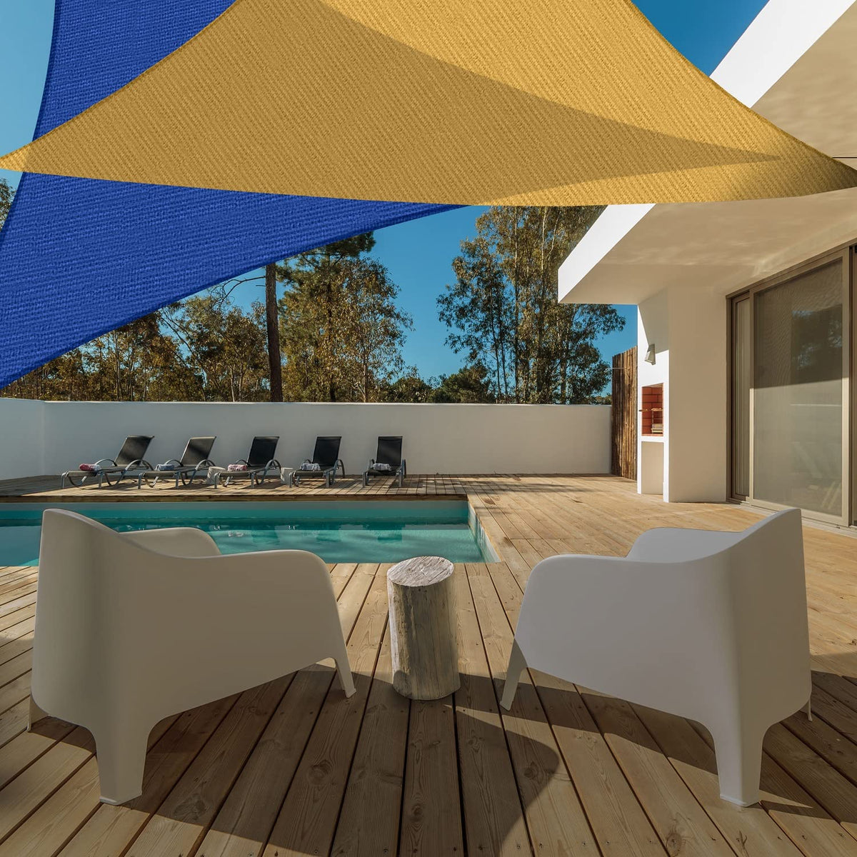 AsterOutdoor - Toldo vela triangular de 4.9 x 4.9 x 4.9 m con bloqueo UV, para patio, patio trasero, césped, jardín, actividades al aire libre, color arena