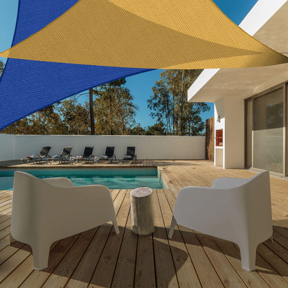 AsterOutdoor - Toldo vela triangular de 4.9 x 4.9 x 4.9 m con bloqueo UV, para patio, patio trasero, césped, jardín, actividades al aire libre, color arena