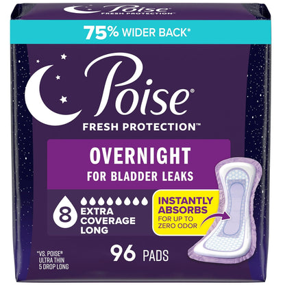 Poise Almohadillas para Incontinencia Nocturna, Absorción Máxima - Largo - Cobertura extra