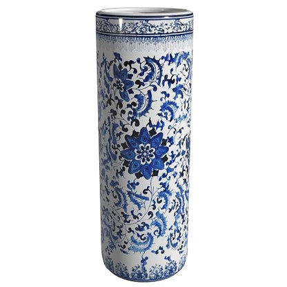 Oriental Furniture Distinctive Affordable Home Decor Gift Idea, 24-Inch Ming Blue and White Porcelain Oriental Umbrella and Cane Stand, Floral
