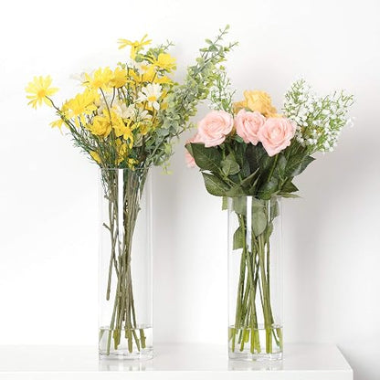 WGV - Jarrón cilíndrico Grueso de Calidad, diámetro 5 Pulgadas, Altura 12 Pulgadas, contenedor Floral de Vidrio Transparente, arreglo de Centro Alto para decoración del hogar de Boda, 1 Pieza