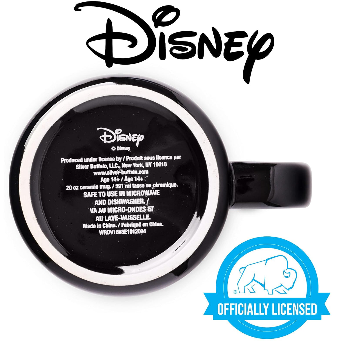 Silver Buffalo Disney Villains Evil With Ursula, Cruella de Vil, The Evil Queen y Maléfica taza de cerámica para campista, 20 onzas