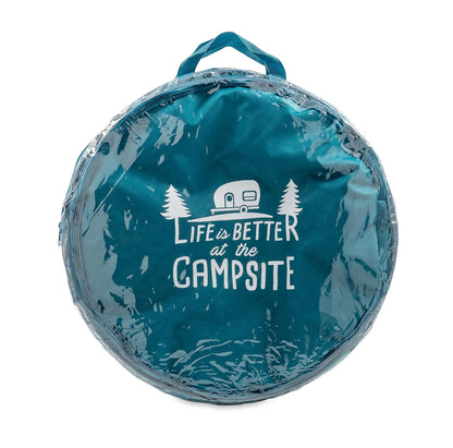 Camco Life is Better at The Campsite - Contenedor de Utilidad emergente, 18 x 24 Pulgadas, un tamaño Compacto para Uso Multiusos, patrón de árboles y caravanas bosquejadas (42987)
