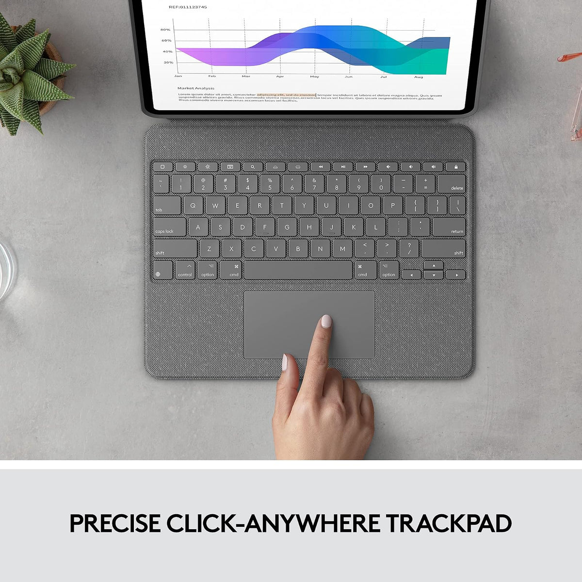 Logitech Funda con Teclado para Touch iPad Pro 12.9 Pulgadas (5a. gnrcn - 2021) - Teclado Retroiluminado con Soporte, Trackpad Click-Anywhere, Smart Connector - Gris