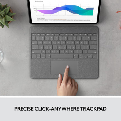 Logitech Funda con Teclado para Touch iPad Pro 12.9 Pulgadas (5a. gnrcn - 2021) - Teclado Retroiluminado con Soporte, Trackpad Click-Anywhere, Smart Connector - Gris
