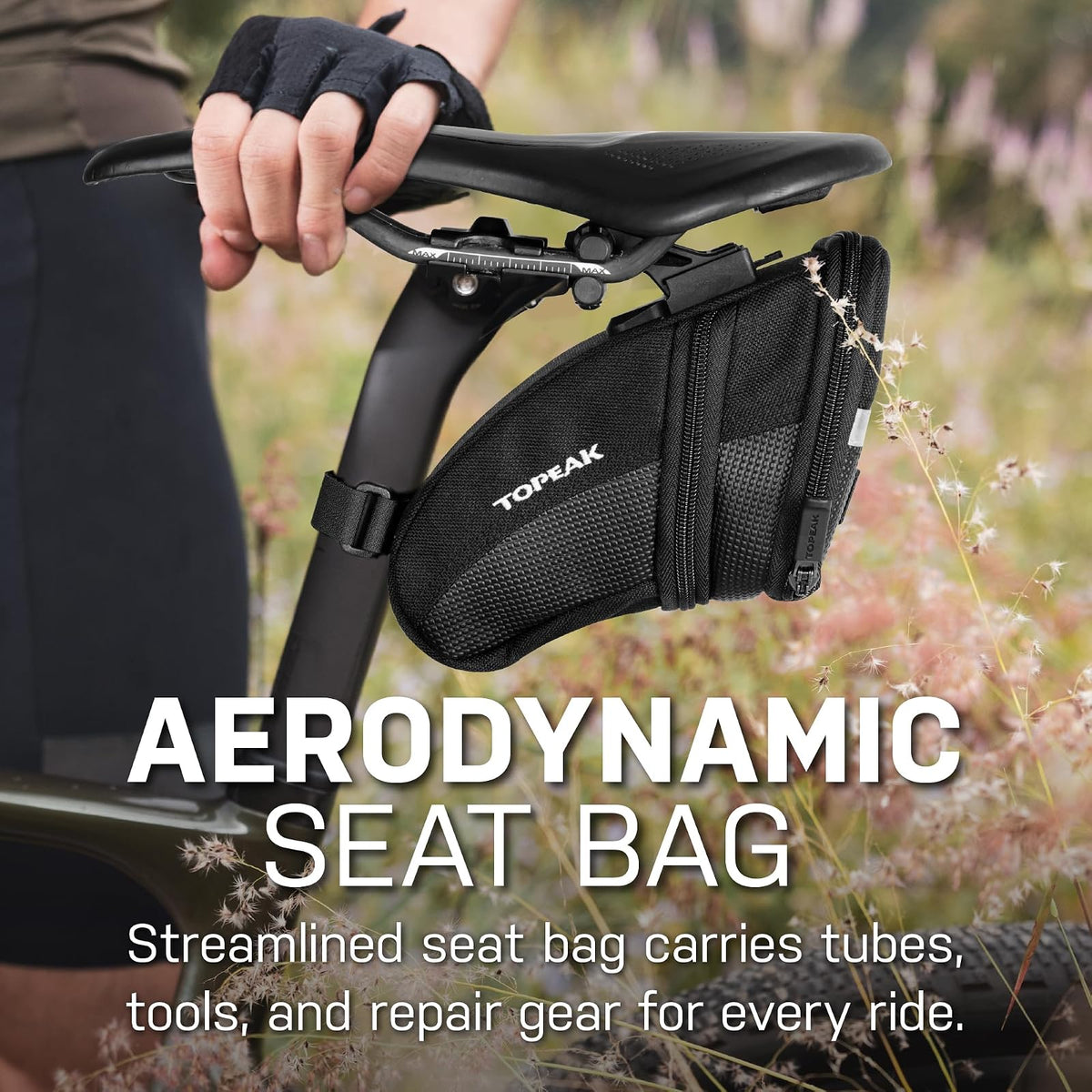 Topeak Aero Wedge Pack, w/Fixer F25, Mediano, Negro