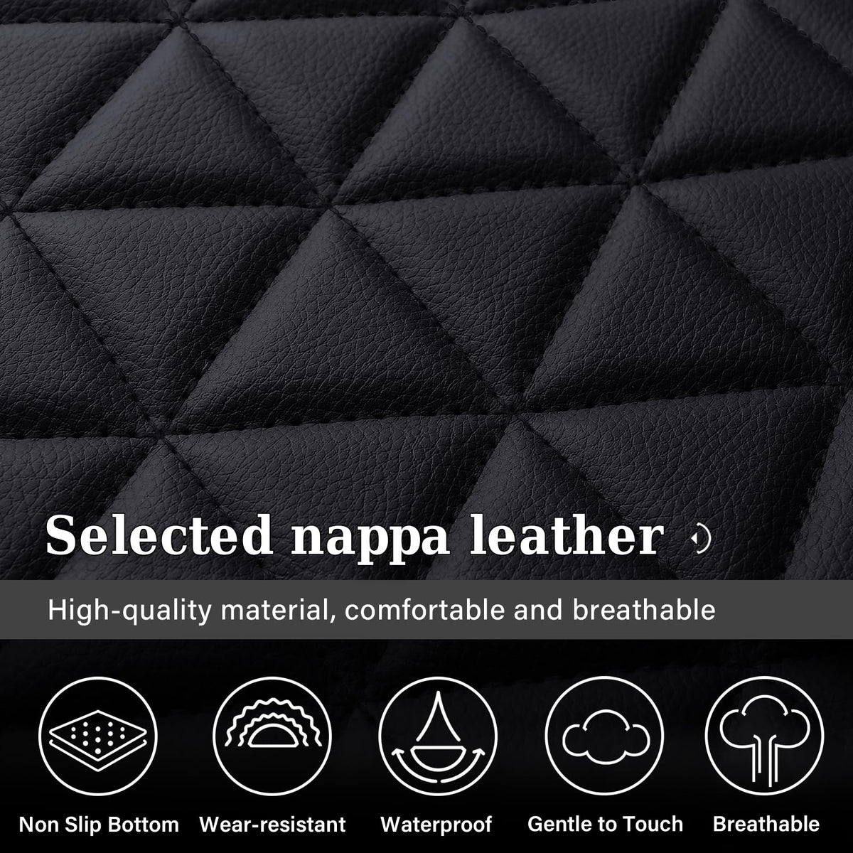 Coverado - Juego completo de fundas para asiento de automóvil, impermeable, protector de piel compatible con RAM 2002-2023 RAM 1500 2500 3500 camioneta Crew Quad Cab con banco curvado, color negro