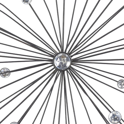 Benzara Metal Wall Art - Cuadro Decorativo para Pared, Color Negro y marrón, 96.52 cm x 96.52 cm, Gemas claras - Juego de 3, Negro, Transparente, 1