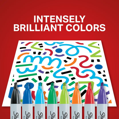 Sharpie Permanent Markers, Broad, Chisel Tip, 8-Pack, Assorted (38250PP)
