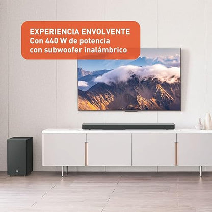 JBL Cinema SB580 Barra de Sonido y Subwoofer 3.1 Bluetooth, 440W de Potencia, Dolby Atmos, con HDMI, HDMI eARC - Negro