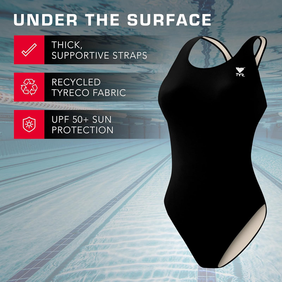 TYR Sport Maxback Traje de baño para Mujer, Liso