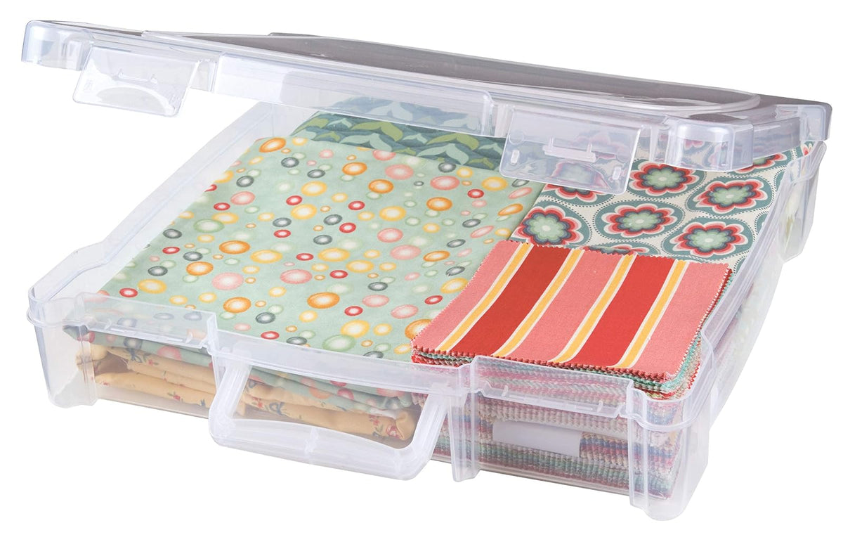 ArtBin 6913AB Organizador portátil de Arte y Manualidades con asa, soporta Papel de hasta 12 x 12 Pulgadas, [1] Estuche de Almacenamiento de plástico, Transparente