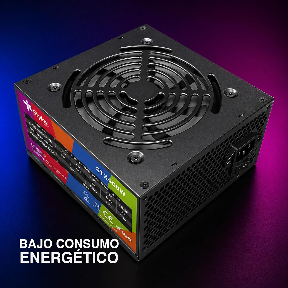 Fuente de Poder 500W No Modular para Equipos ATX Stylos Tech