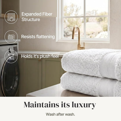 Modern Threads - Juego de Toallas de 6 Piezas 100% algodón Peinado, Toallas de baño, Toallas de Mano y paños de baño, súper absorbentes y de Secado rápido, 600 g/m², Suave y Afelpada, Color Blanco