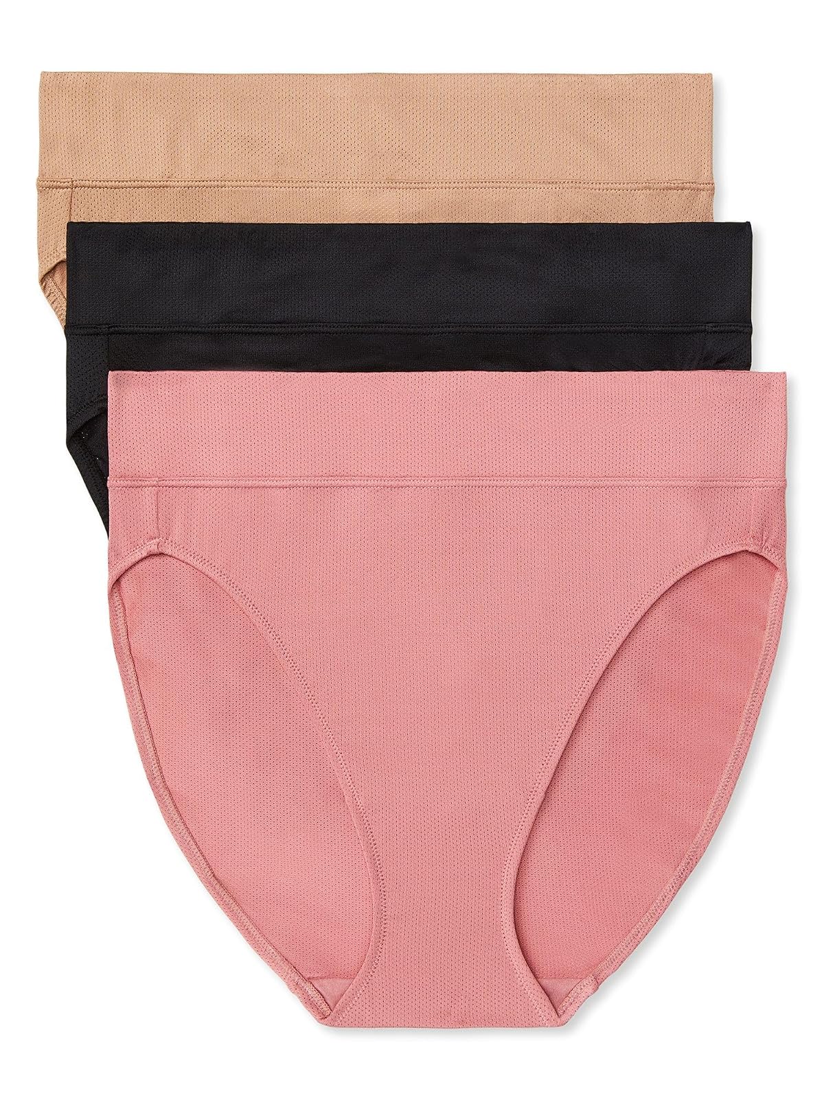Warner's Calzón de Corte Alto Blissful Benefits Paquete de 3 - M - Sunset Blush - Negro - Almendra tostada
