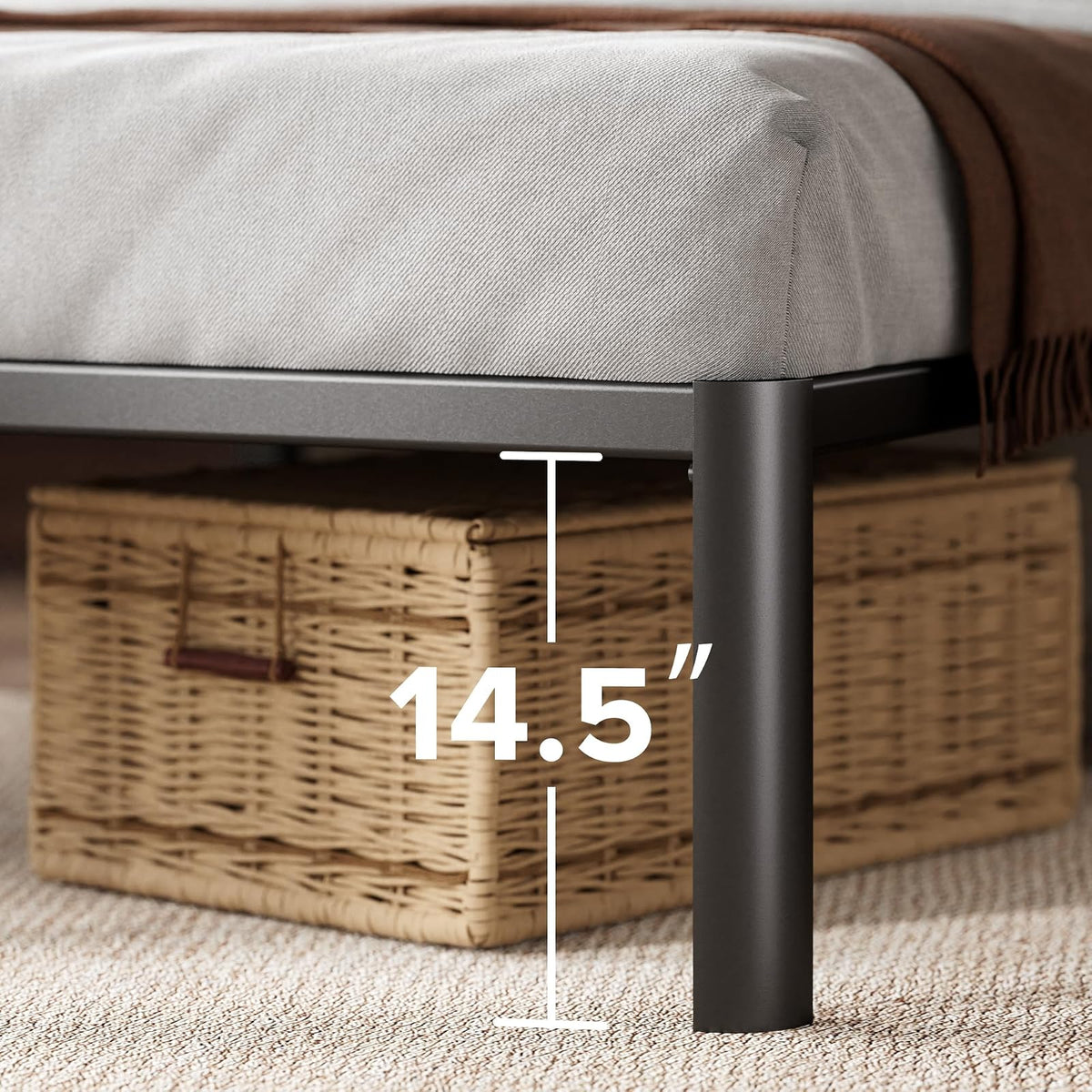 ZINUS - Cama de Plataforma de Metal de 16 Pulgadas, Soporte de Listones de Acero, no Necesita somier, Embalaje ecológico WonderBox, fácil Montaje, Negro, Queen